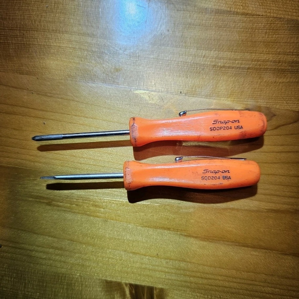 Snap-on SDDP204 Phillips and flat Screwdriver Set Orange Handle 2 Pieces